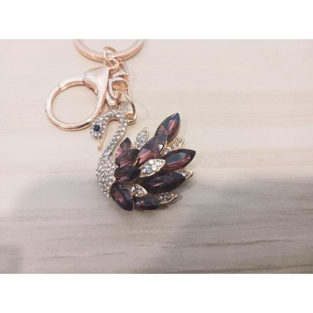 Swan Shaped Keychain In Brown - Picture 2 of 9